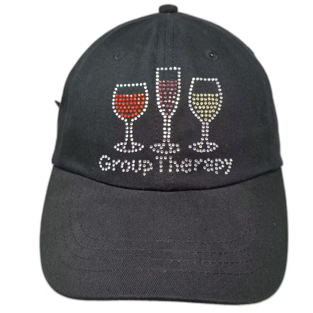 Chris's Stuff Baseball Cap Black OS Group Therapy Rhinestone Wine Hat Slideback